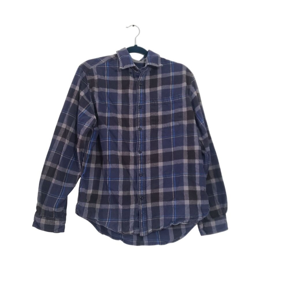 Eddie Bauer Mens Blue Gray Plaid Long Sleeve Button-Down Shirt Size L‎ Casual